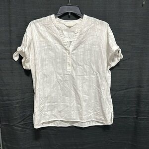 Land n sea white cotton V neck top with ties on sleeves /‎ Size XL / box 18-20